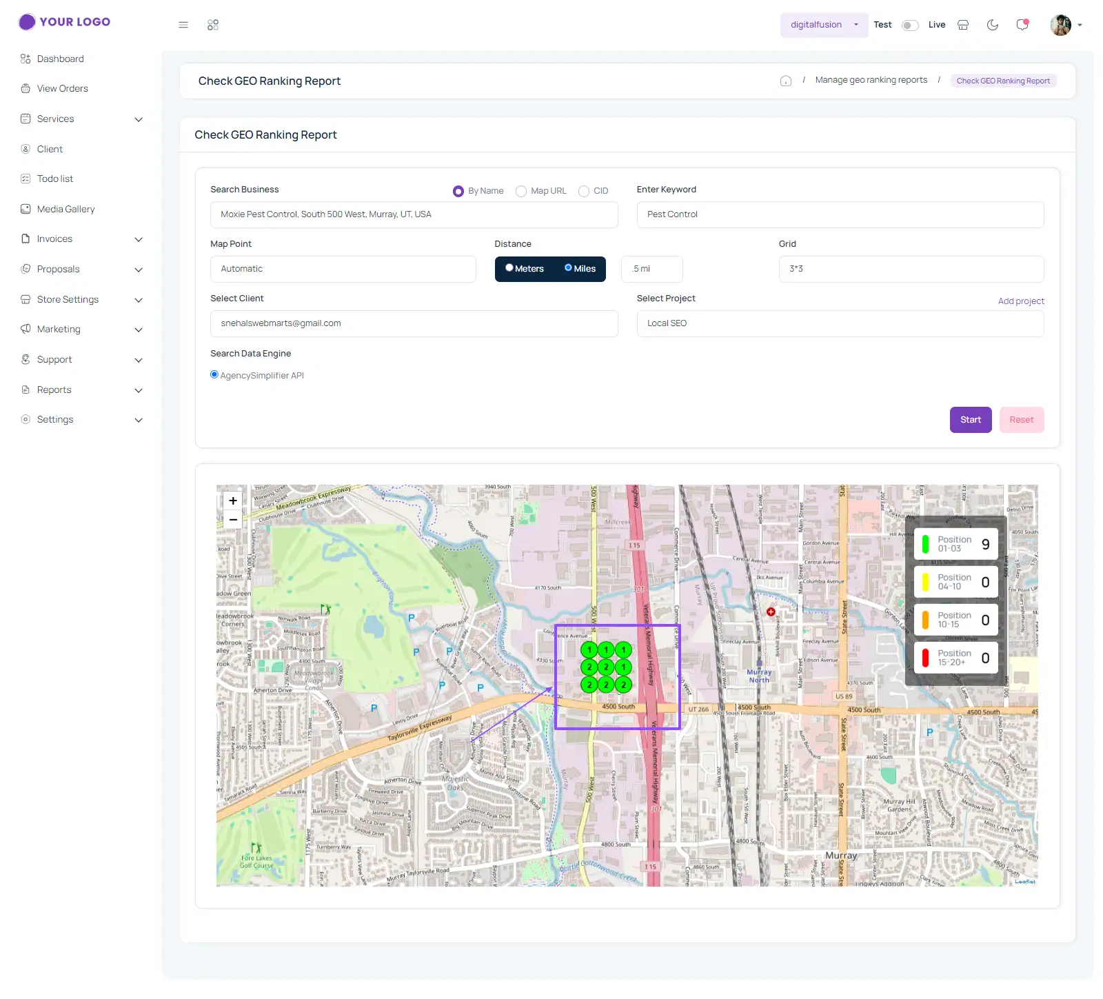 image to check pins on the Map of the Geo ranking report.