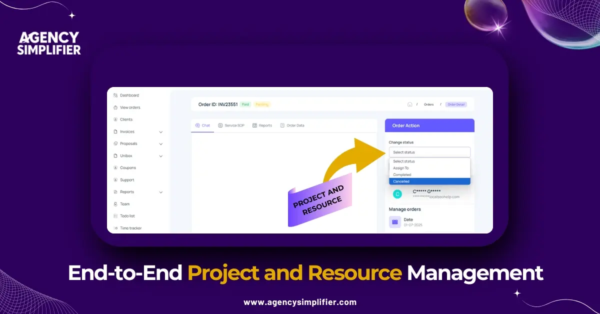 Project and resource management dashboard by Agency Simplifier for streamlined agency workflows and team productivity